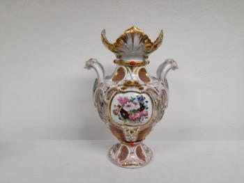 Starožitná porcelánová váza, bohatì zdobená, Èechy