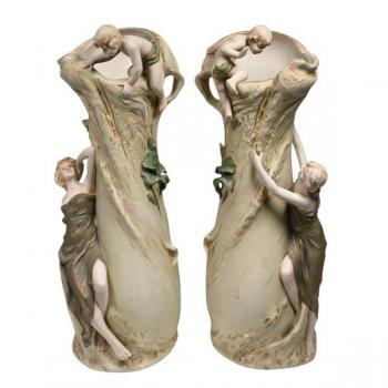 Royal Dux - Párové secesní figurální vázy Royal Dux - Párové secesní figurální vázy